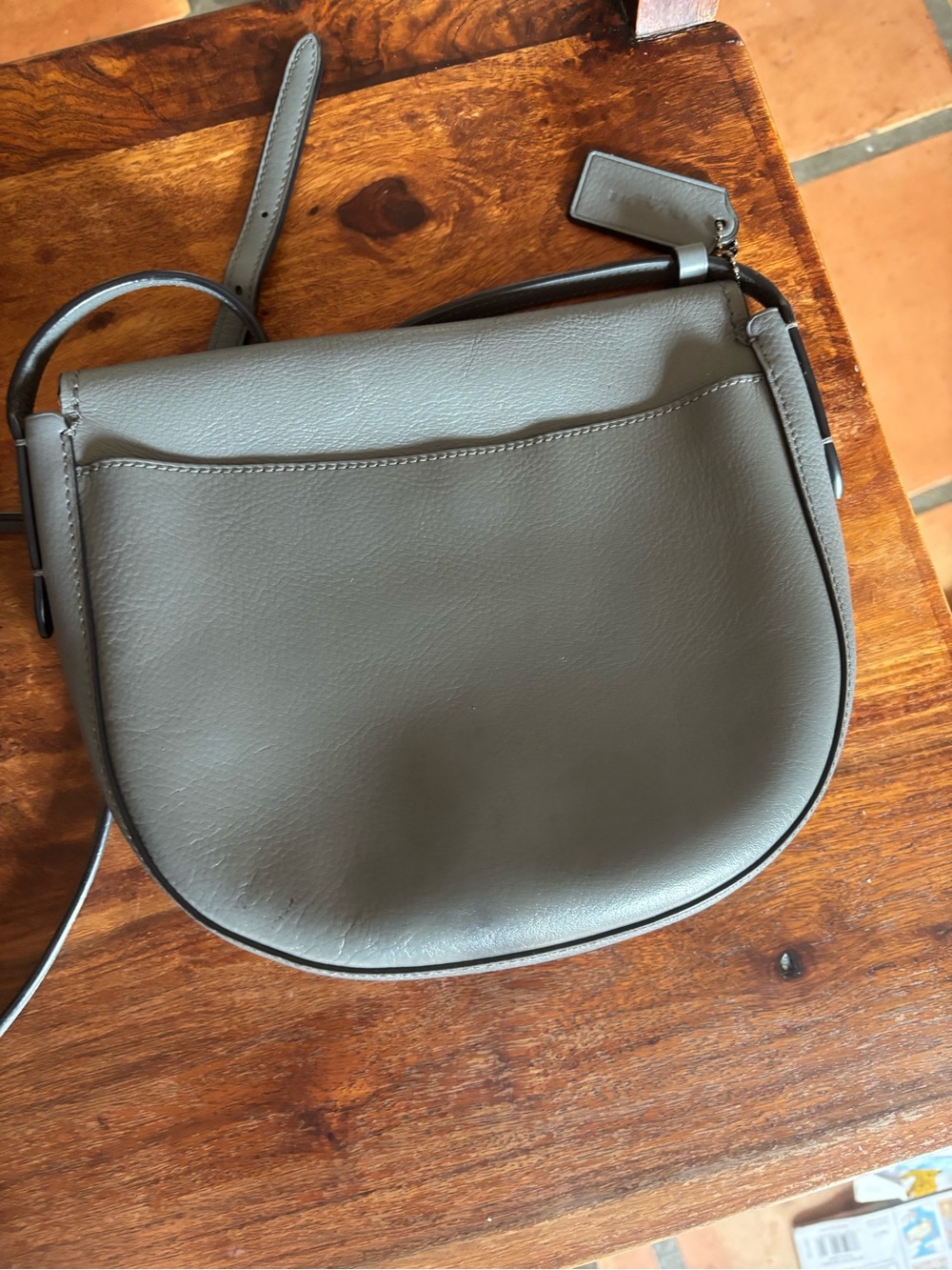 Coach Gray Leather Saddle Crossbody with adjustable strap- Coach Vintage style - Picture 2 of 8